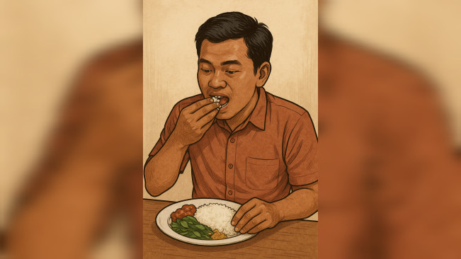 Ilustrasi makan pakai tangan kanan. [ChatGPT/FT News]